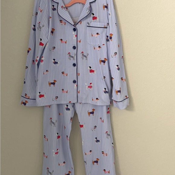 BedHead Other - Bed Head Pajamas Blue Stripe Set Women’s French Pup Dogs Size Medium